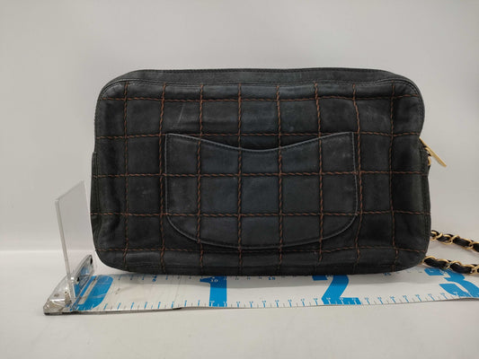 CHANEL Chocobar Suede Chain Shoulder Bag