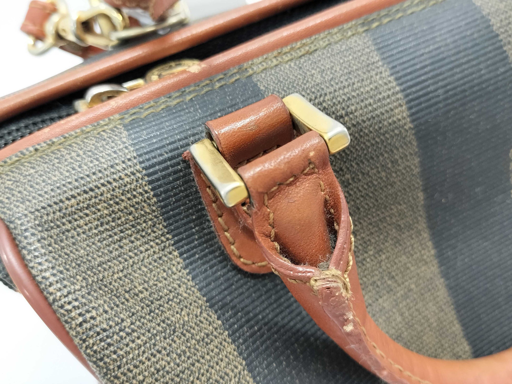 FENDI Pecan Print Mini Boston Handbag