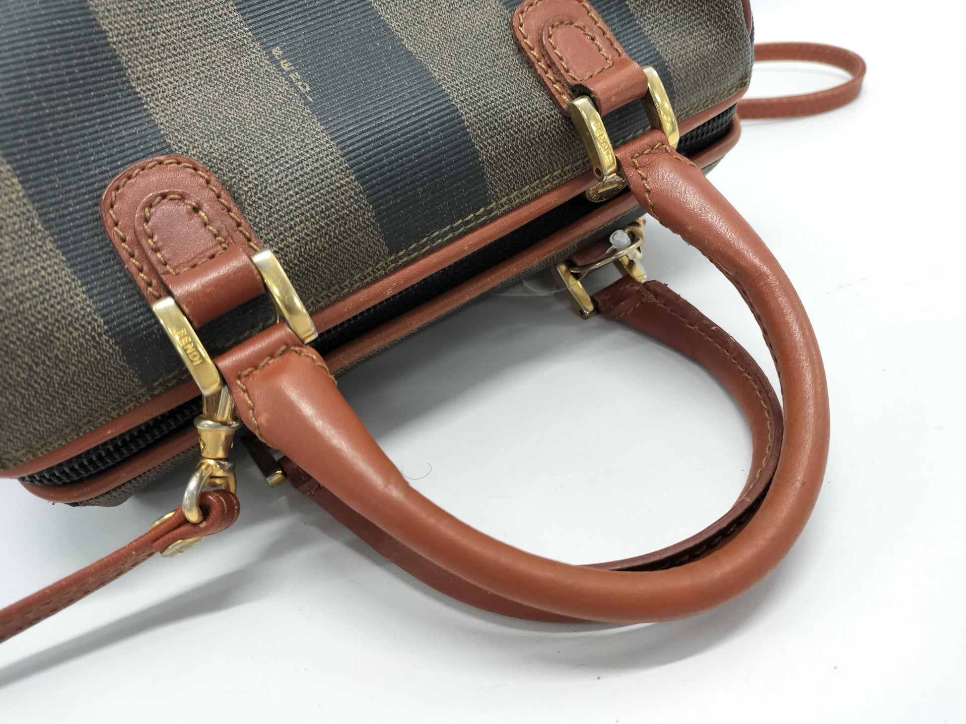 FENDI Pecan Print Mini Boston Handbag