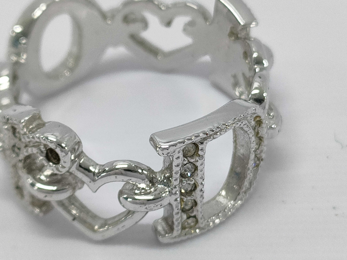 Dior Rhinestone Logo Ring