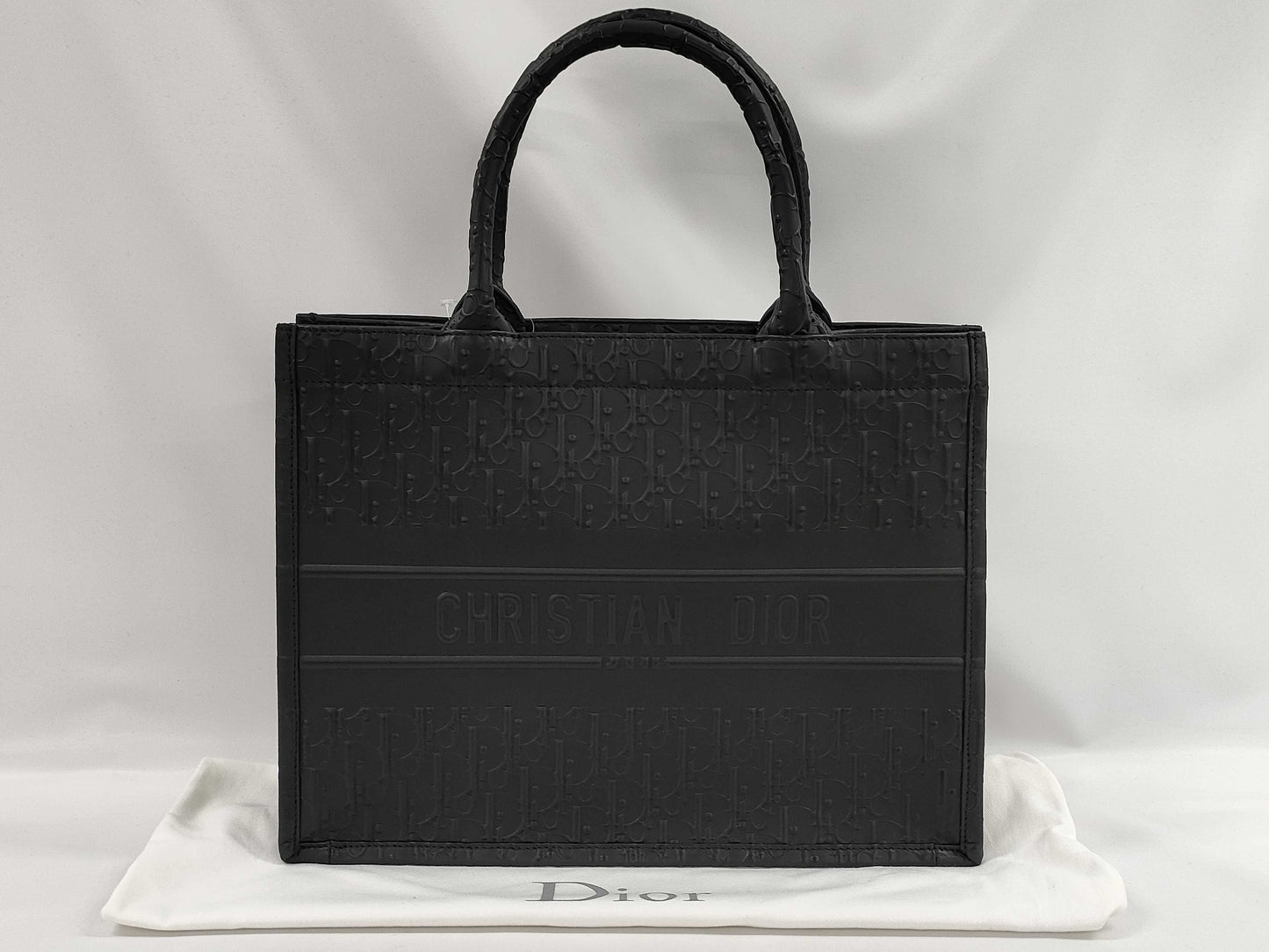 Dior Leather So Black Oblique x Logo Tote Bag