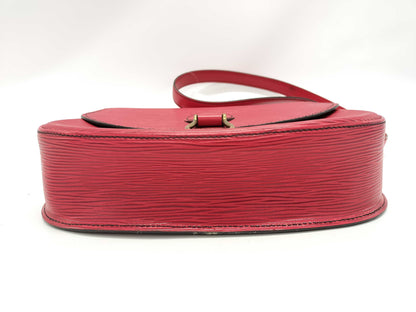 LOUIS VUITTON Epi Saint-Cloud Red Shoulder Bag with Deteriorated Pockets