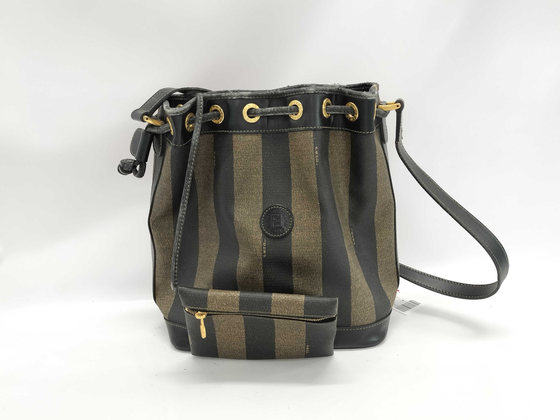 FENDI Pecan Pattern Drawstring Shoulder Bag