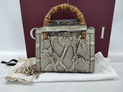 GUCCI Bamboo Diana Small Python Handbag