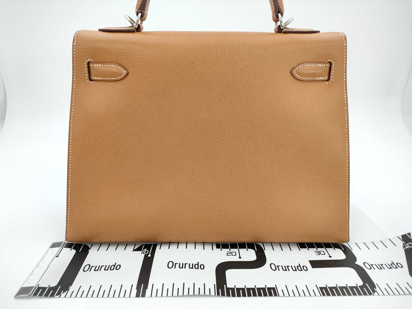 HERMES Kelly 32 Epsom Gold Silver Hardware H Stamped Handbag