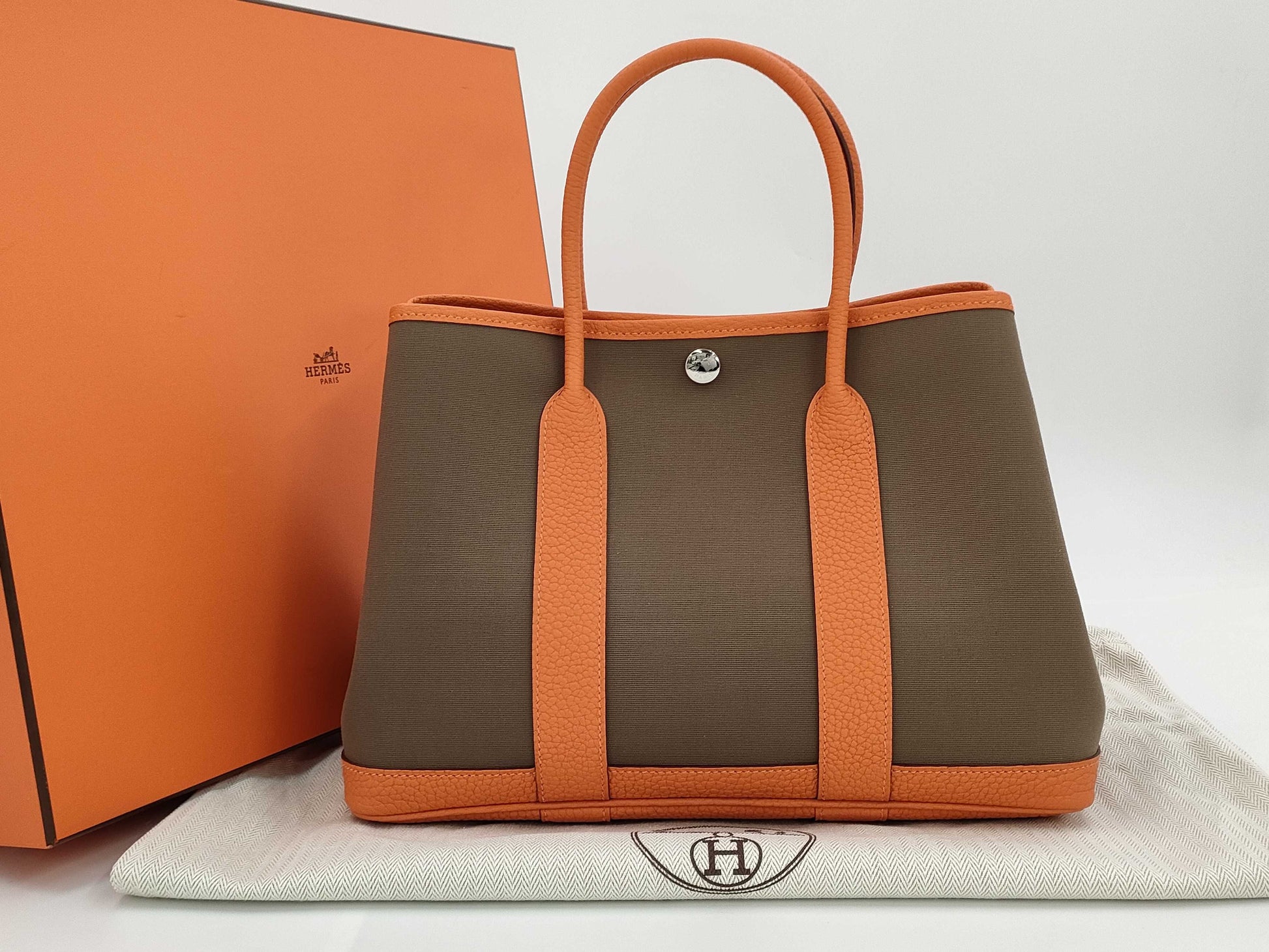 HERMES Garden Party TPM Toile x Negonda Silver Hardware K Stamped Handbag