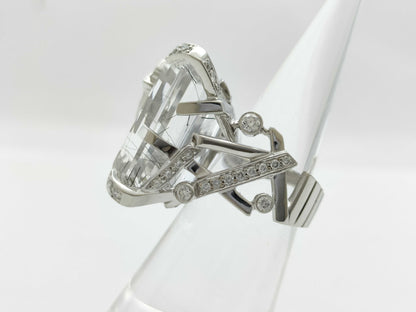 CHANEL Element #48 Rutilated Quartz and Diamond Ring, WG 750, 19.6g 