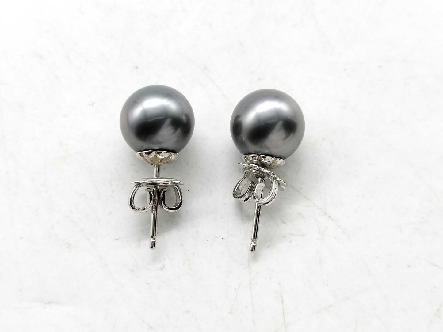 MIKIMOTO Black Pearl Earrings, Diameter 9.7mm, 750g, 4.2g 