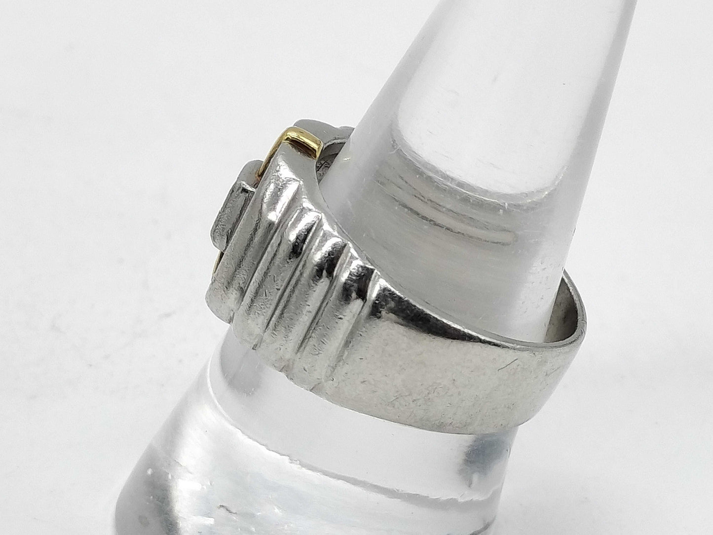 D0.24ct/0.20ct Pt900/K18 16.8g Ring 