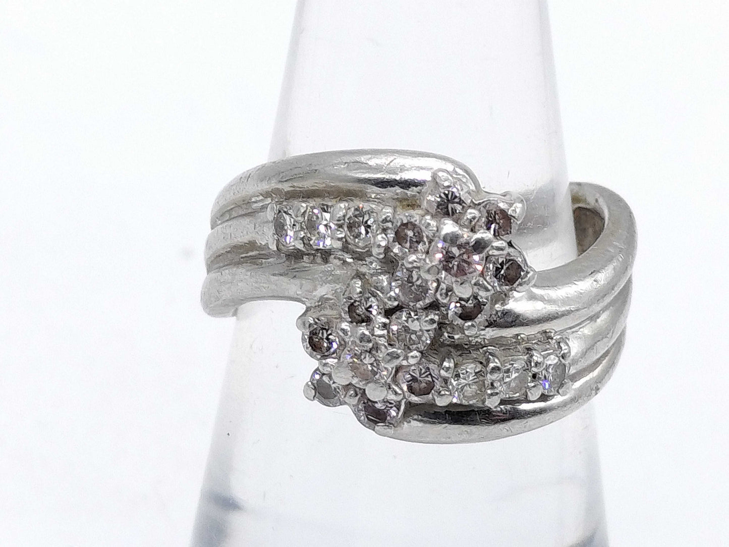 D0.37ct/0.24ct Pt900 9.0g Ring 