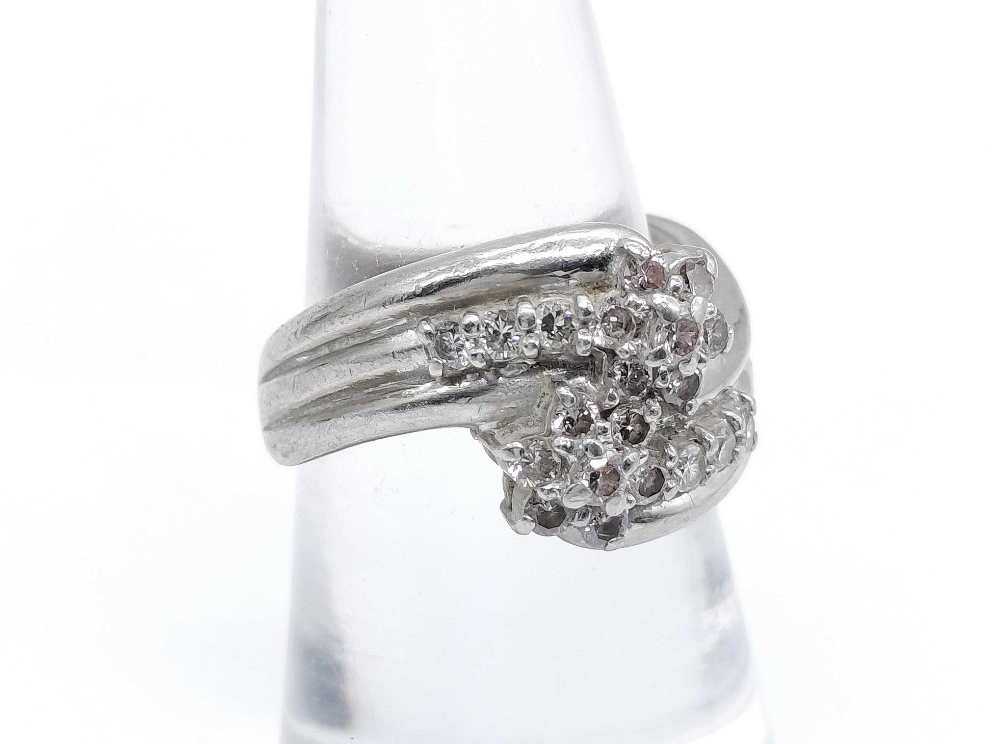 D0.37ct/0.24ct Pt900 9.0g Ring 