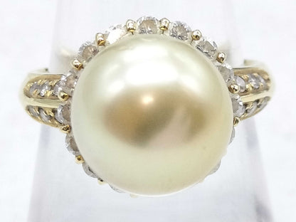 Pearl Ring 11.4mm Diameter, 0.77ct, 7.7g, 18K Gold