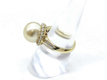 Pearl Ring 11.4mm Diameter, 0.77ct, 7.7g, 18K Gold