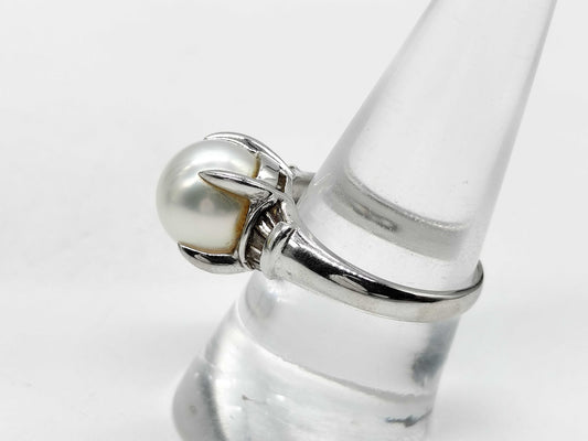 Pearl Ring, Diameter: Approx. 10.4mm, D0.28ct, Pt900, 8.3g 