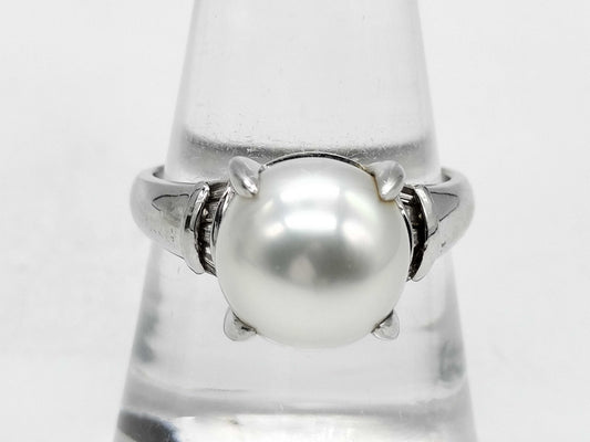 Pearl Ring, Diameter: Approx. 10.4mm, D0.28ct, Pt900, 8.3g 