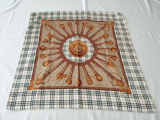 BURBERRY Silk Scarf Check Scarf