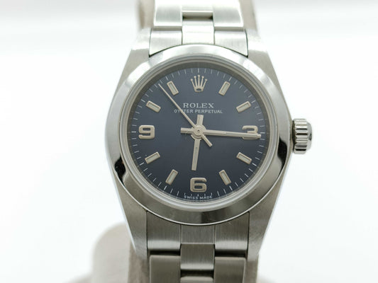 ROLEX 76080 A892605 Blue Dial Oyster Women's Watch