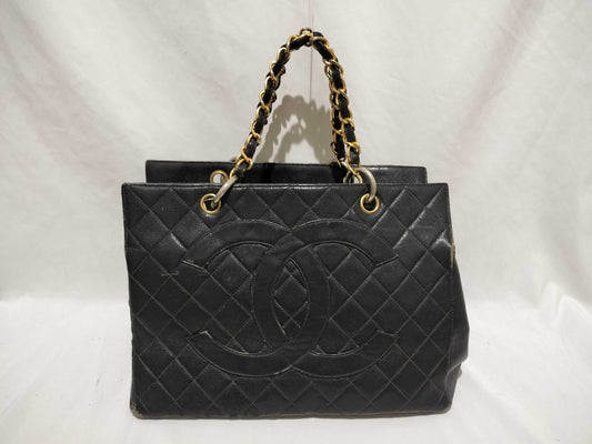 CHANEL Caviar Skin Coco Mark Chain Tote/Zipper DMC Handbag
