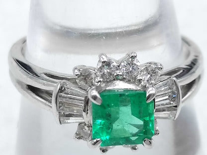 E0.74ct D0.41ct Pt850 5.1g Ring 