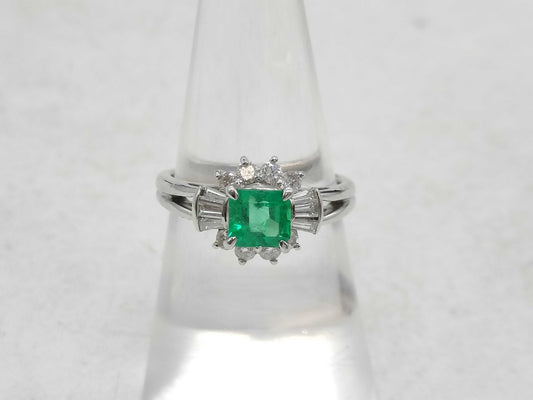 E0.74ct D0.41ct Pt850 5.1g Ring 