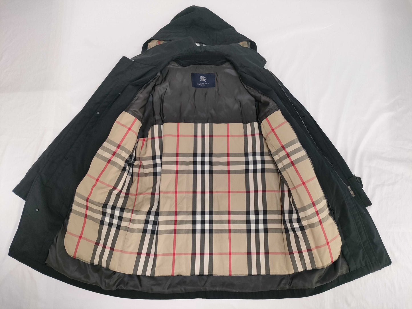 BURBERRY Hooded Coat with Check Lining