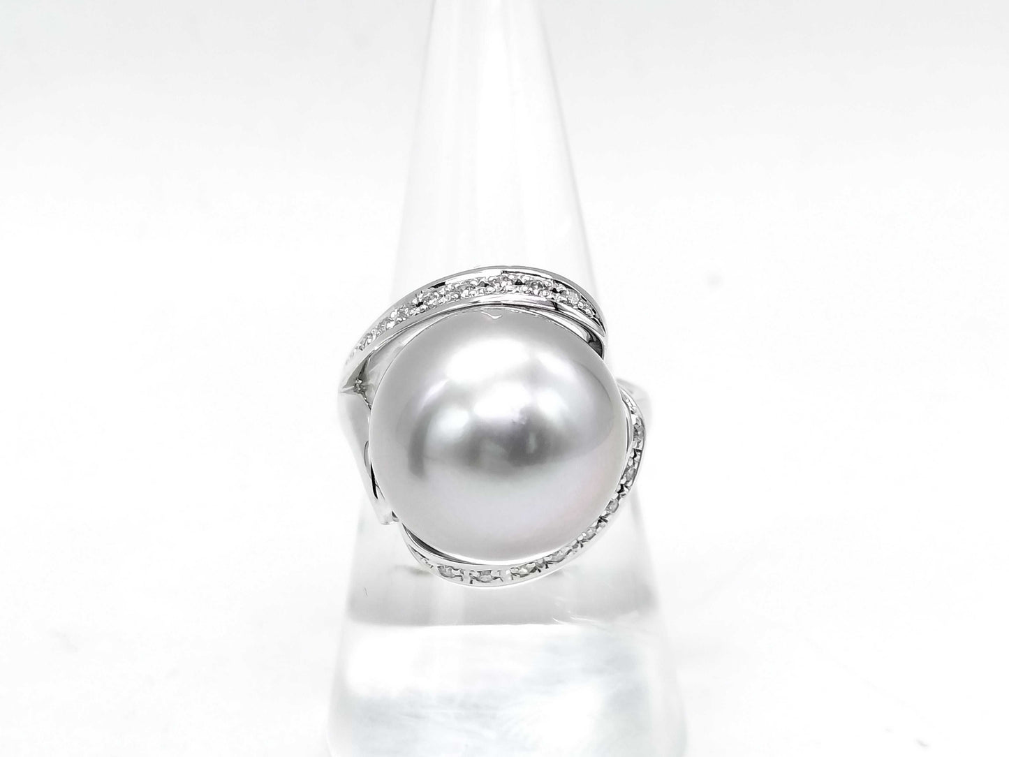 Pearl, diameter approx. 15.2mm, D0.16ct, Pt900, 16.1g, Ring 