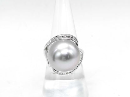 Pearl, diameter approx. 15.2mm, D0.16ct, Pt900, 16.1g, Ring 