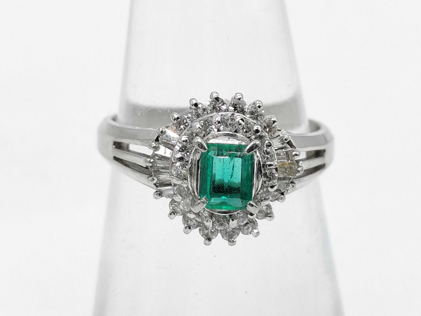 E0.20ct D0.35ct Pt900 4.6g Ring 