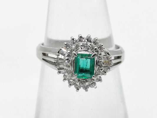 E0.20ct D0.35ct Pt900 4.6g Ring 