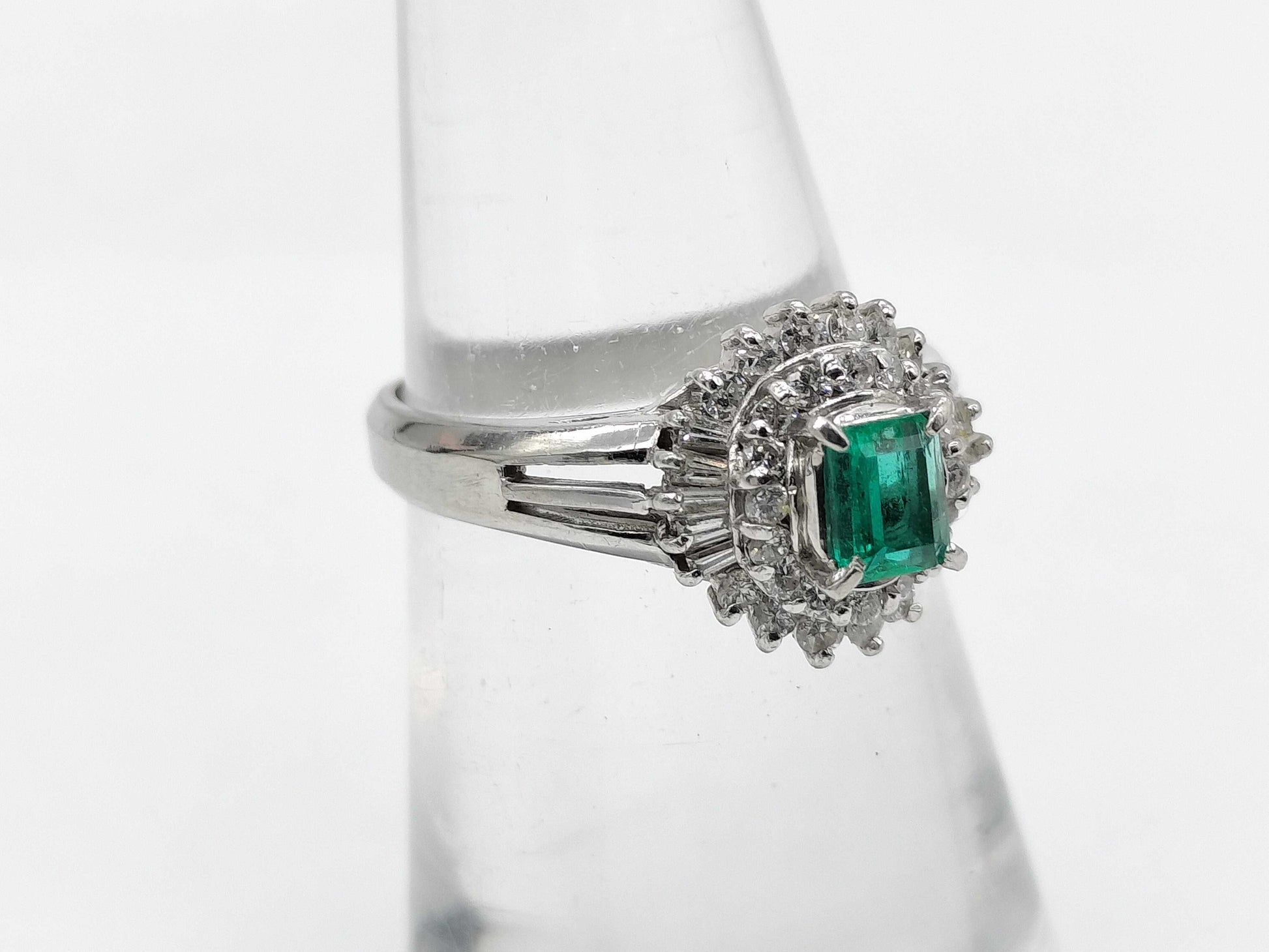 E0.20ct D0.35ct Pt900 4.6g Ring 