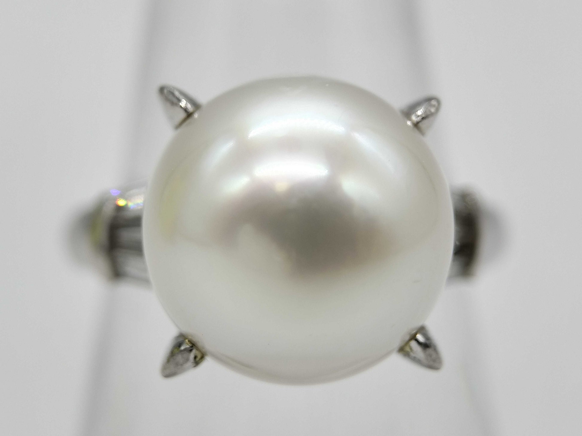 Pearl Ring 12.1mm Diameter, 0.31ct, Pt900, 9.8g