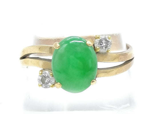 Jadeite and Diamond 18K Gold Ring 