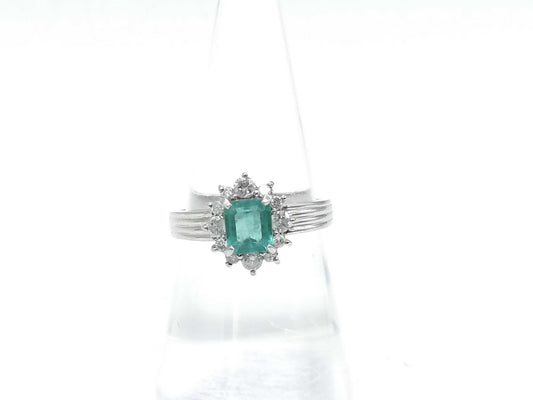 E0.74ct D0.33ct Pt850 5.8g Ring 