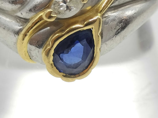 S0.58ct D0.09ct Pt900/K 4.9g Ring 