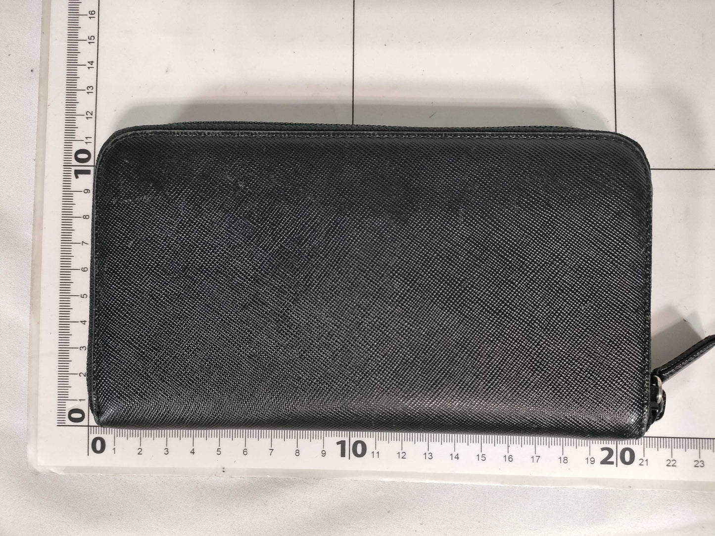 PRADA Leather Triangle Logo Zip Long Wallet