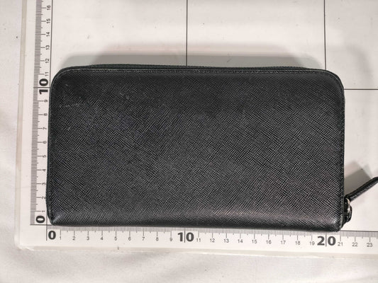 PRADA Leather Triangle Logo Zip Long Wallet