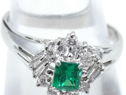 E0.27ct D0.23ct Pt900 3.6g Ring 