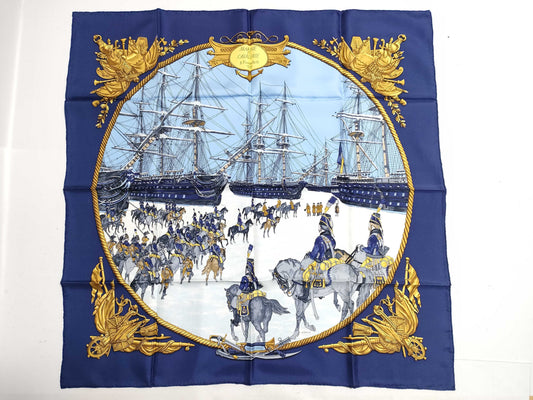 HERMES Carre MARINE ET CAVALERIE Scarf