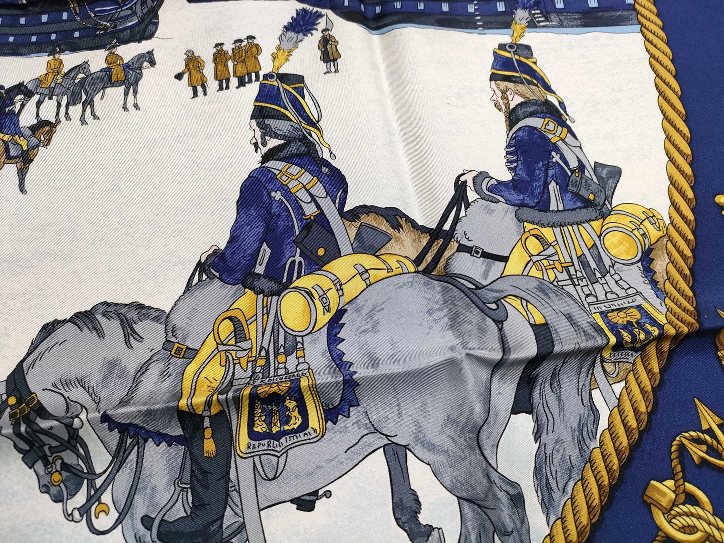 HERMES Carre MARINE ET CAVALERIE Scarf