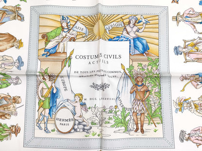 HERMES Carre COSTUMES CIVILS ACTUELS Scarf without tag