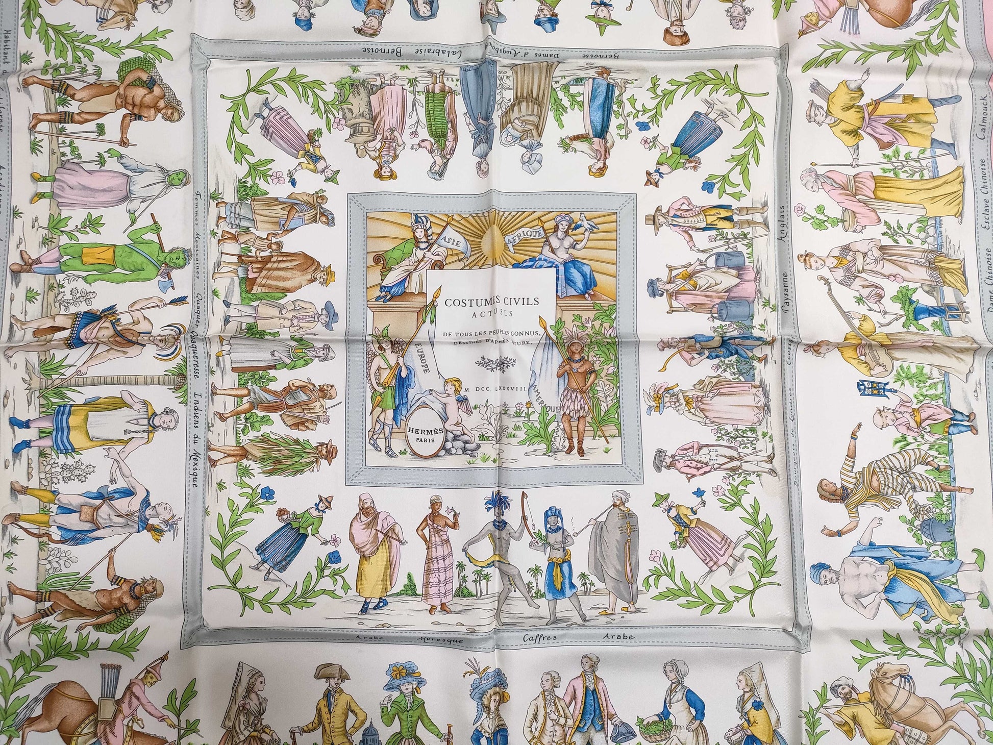 HERMES Carre COSTUMES CIVILS ACTUELS Scarf without tag