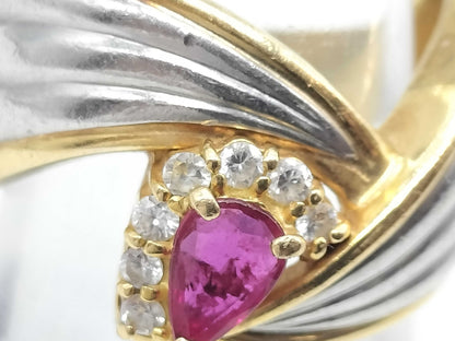 R 0.346ct D 0.128ct K18/Pt900 9.3g Ring 