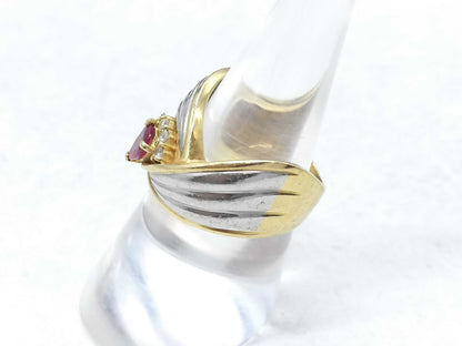 R 0.346ct D 0.128ct K18/Pt900 9.3g Ring 