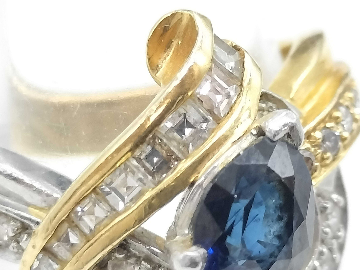 S1.22ct D0.70ct Pt900/K18 7.6g Ring 