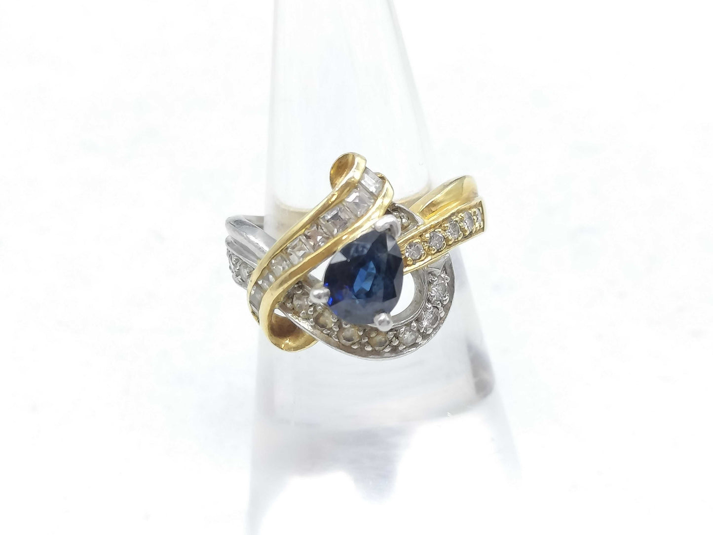 S1.22ct D0.70ct Pt900/K18 7.6g Ring 
