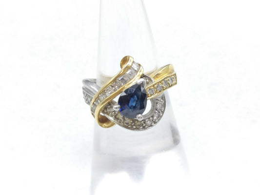 S1.22ct D0.70ct Pt900/K18 7.6g Ring 
