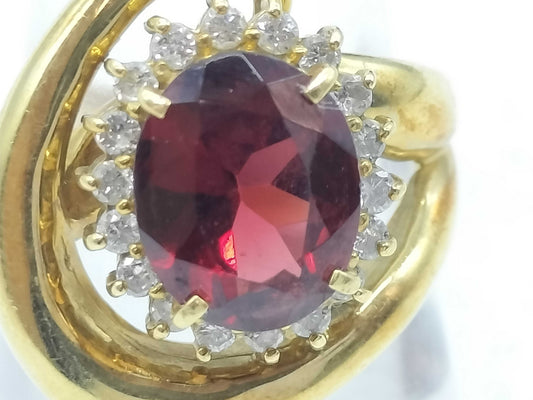 Garnet D0.35ct K18 9.2g Ring 