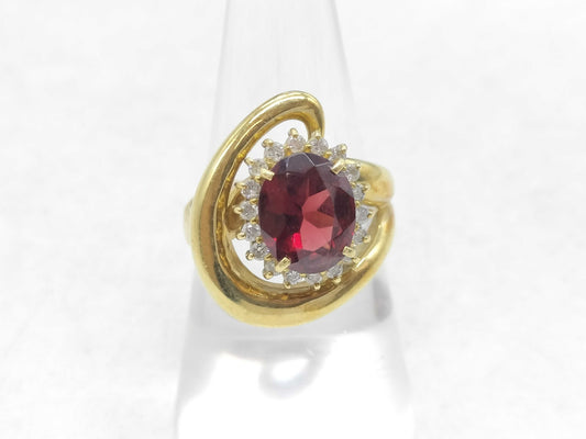 Garnet D0.35ct K18 9.2g Ring 