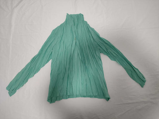 ISSEY MIYAKE Pleated Pleated Long Sleeve Shirt Emerald Green Button Shirt