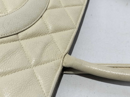 CHANEL Caviar Skin Bag Coco Beige Handbag